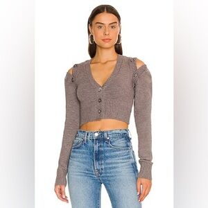 FOR LOVE AND LEMONS Joan Cropped Cardigan in Gray